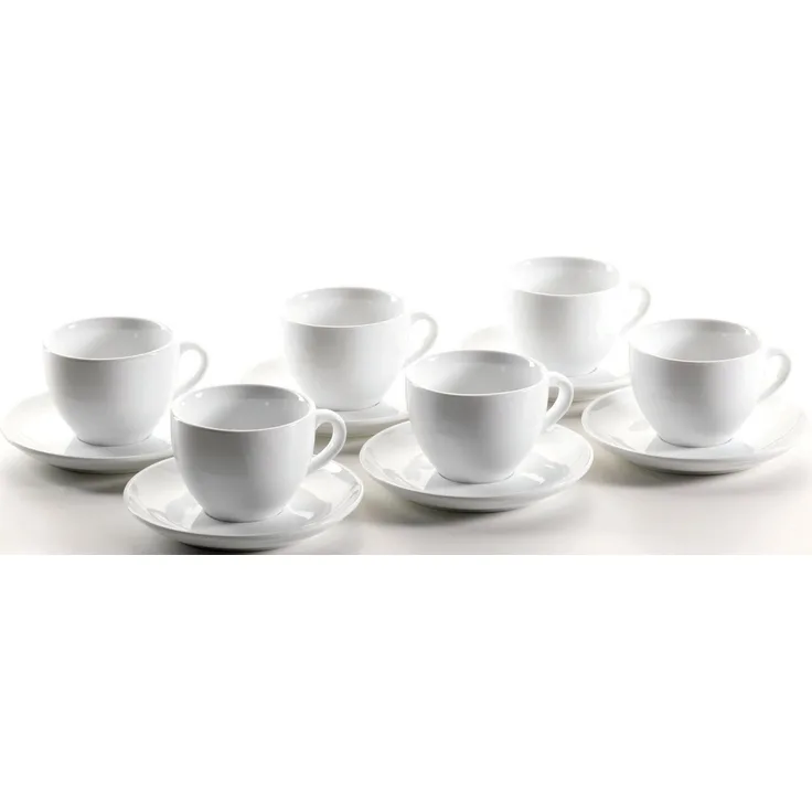 Mäser 924228 COLOMBIA Cappuccinotasse mit Unterteller, weiß, 12-teilig (1 Set)