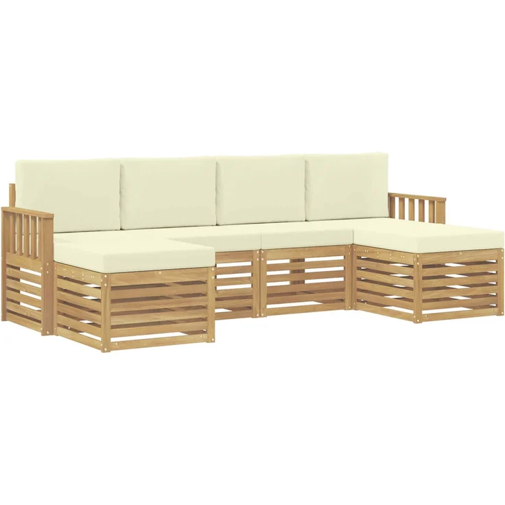 vidaXL Outdoor-Sofagarnitur 6 stk. 6-Sitzer Weiß und Creme Polyester 3392265 – Bild 2