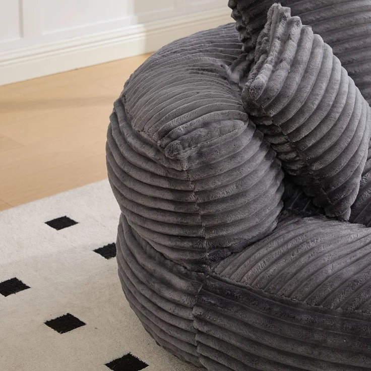 ZUBALIYA Sofa 108x52 cm, mit Cordbezug, mit breiten Armlehnen, mit Schaumstoffpolsterung, für Wohnzimmer und Apartments, Dunkelgrau – Bild 14