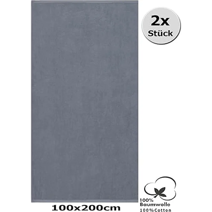Betz Badetücher 2 Stück Badetuch groß XXL Saunatücher Strandtuch Dresden 100x200 cm, 100% Baumwolle (Set, 2-St), Farbe anthrazit – Bild 3