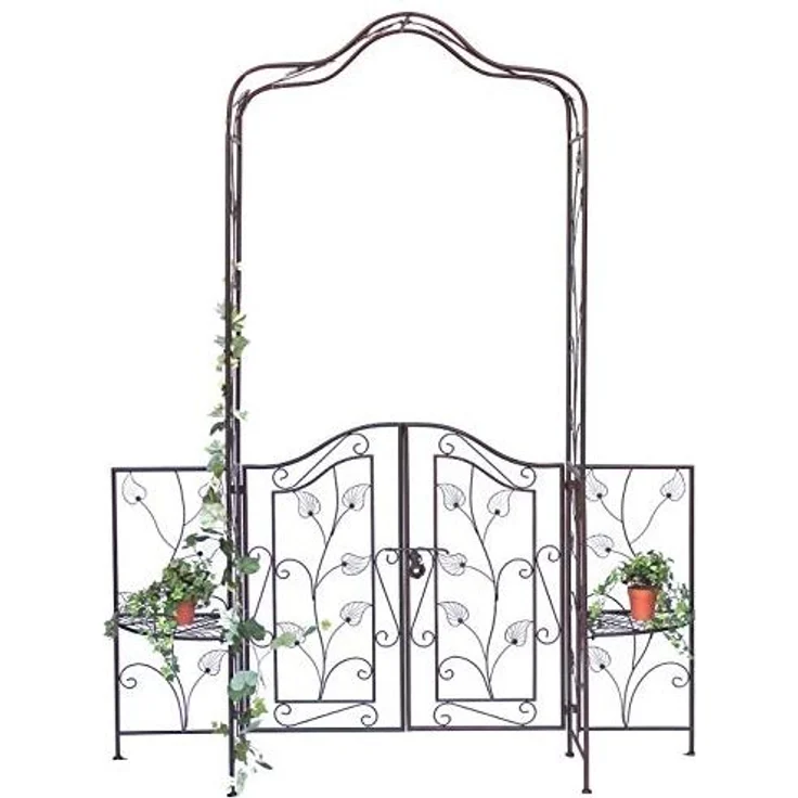 DanDiBo Rosenbogen mit Tor Tür aus Metall 101759 Gartentor 236x186 cm Schmiedeeisen Rankgerüst – Bild 2