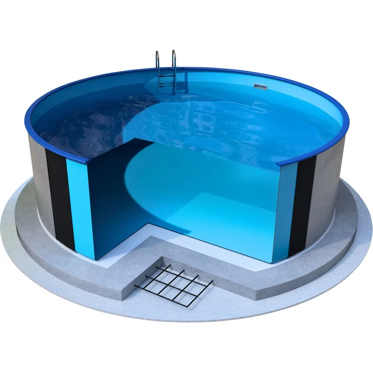 Stahlwandpool Rund Ibiza Ø 400 x 120 cm Blau