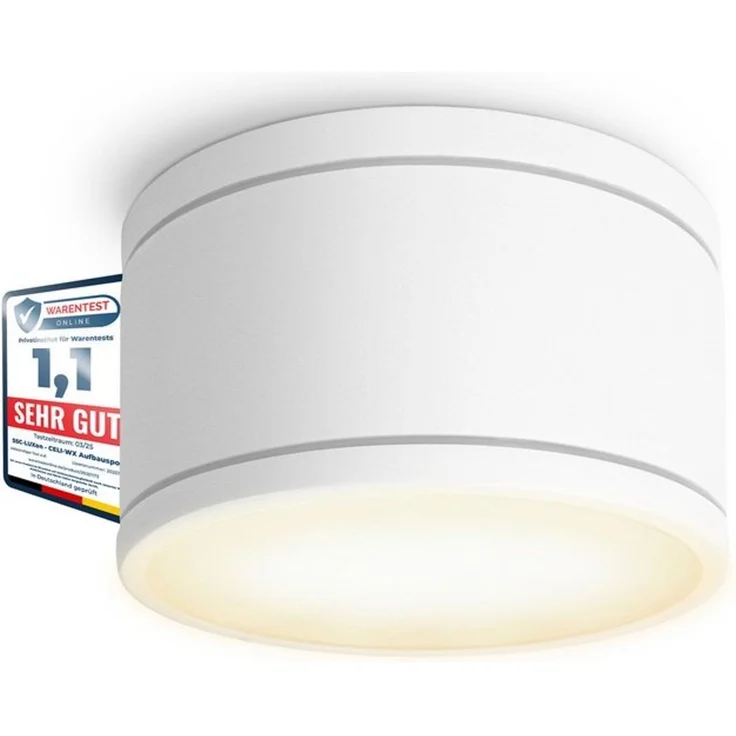 SSC-LUXon LED Außen-Deckenleuchte CELI-WX Aufbaustrahler IP44 flach in weiss mit LED GX53 dimmbar 6W, Warmweiß bis Tageslicht – Bild 4