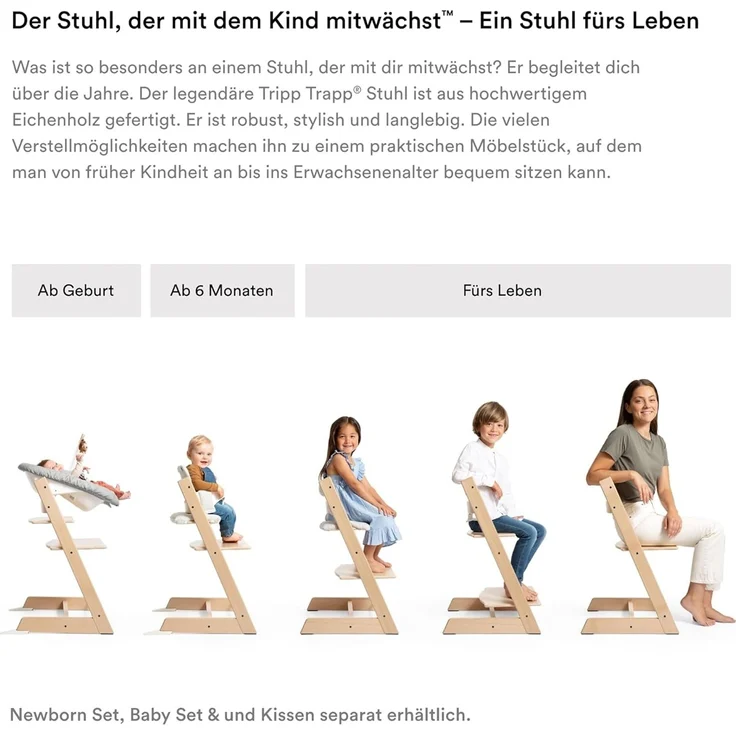 Stokke 'Tripp Trapp' Hochstuhl, Oak Brown, höhenverstellbar, Buche massiv, bis 136 Kg – Bild 4