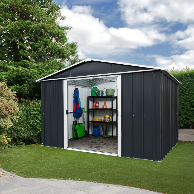 Yardmaster Metall-Gerätehaus "Heidelberg 108", anthrazit, 6,44 m²,mit Bodenrahmen – Bild 2