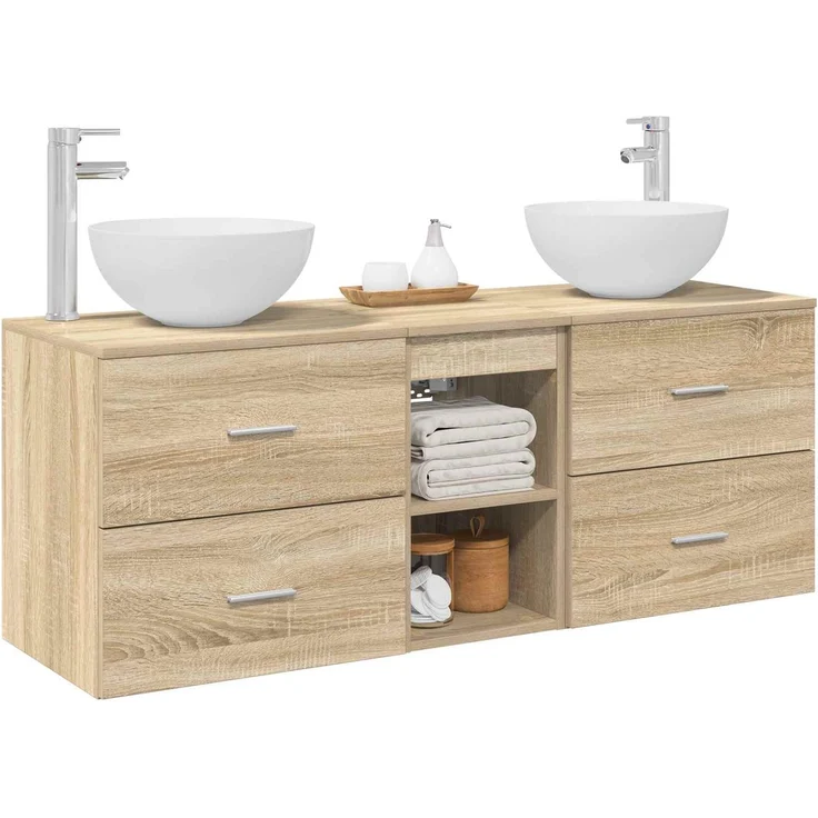 vidaXL Badezimmerschrank-Set 3 stk. Sonoma-Eiche 129 x 35 x 80 cm 3405789 – Bild 3