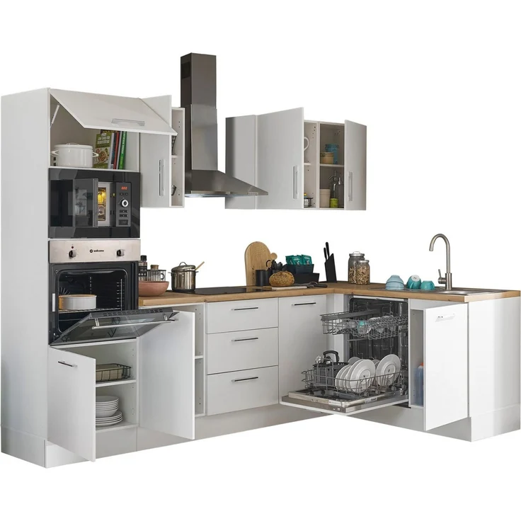 Stella Trading Turin LBM Eckküche 280 x 211 x 60 cm, weiß - Ohne Küchengeräte - Moderne, geräumige Küche in Artisan-Eiche Optik mit viel Stauraum – Bild 2