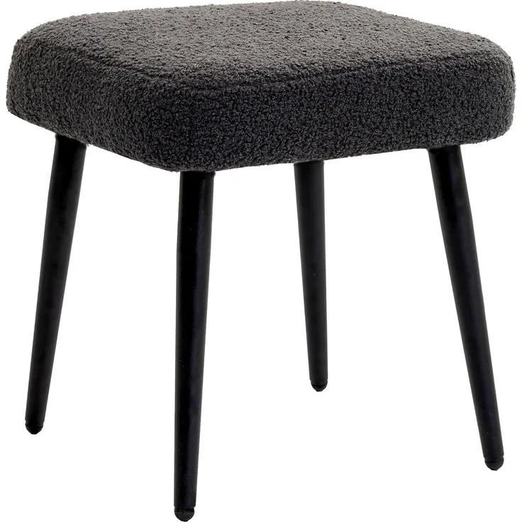 Hocker, Fußstütze, gepolsterter Sitz, Kaschmir-Optik, Stahlbeine, 42 x 42 x 44 cm, Dunkelgrau--Dunkelgrau--42x42x44cm--YOUDENOVA