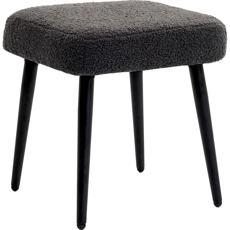 Hocker, Fußstütze, gepolsterter Sitz, Kaschmir-Optik, Stahlbeine, 42 x 42 x 44 cm, Dunkelgrau--Dunkelgrau--42x42x44cm--YOUDENOVA – Bild 1