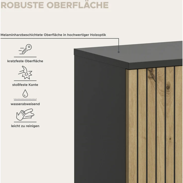 Spiegelschrank B/H/T: 80x55x17 cm in Basalt Nachbildung und -- – Bild 9