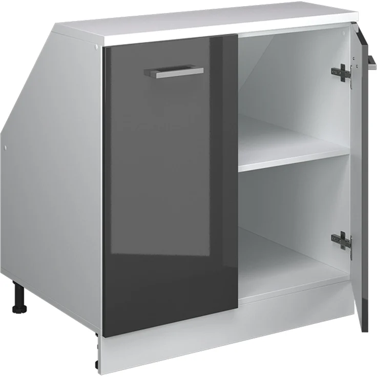 Küchenschrank für Dachschrägen R-Line Anthrazit Hochglanz 80 cm mit 2 Türen, Schrankkorpus 60 cm Tiefe Vicco – Bild 3
