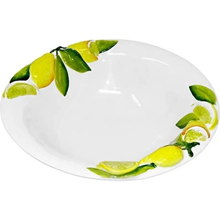 Lashuma Obstschale Zitrone, Keramik, (1-tlg), Weiße Servierschüssel mit Zitronen Dekor 26 cm Ø – Bild 6