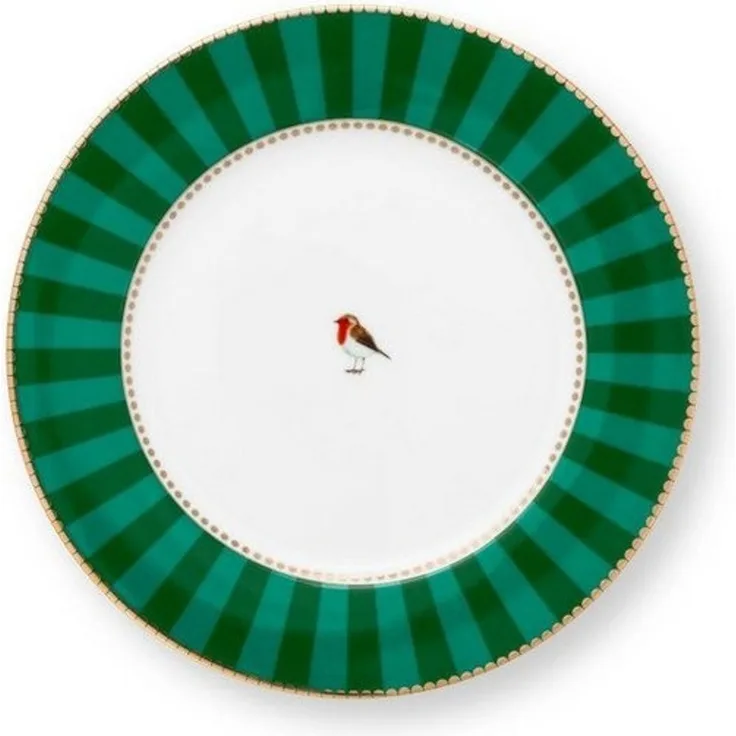Pip Studio Frühstücksteller Love Birds Stripes Emerald Grün (21cm) 51.001.465