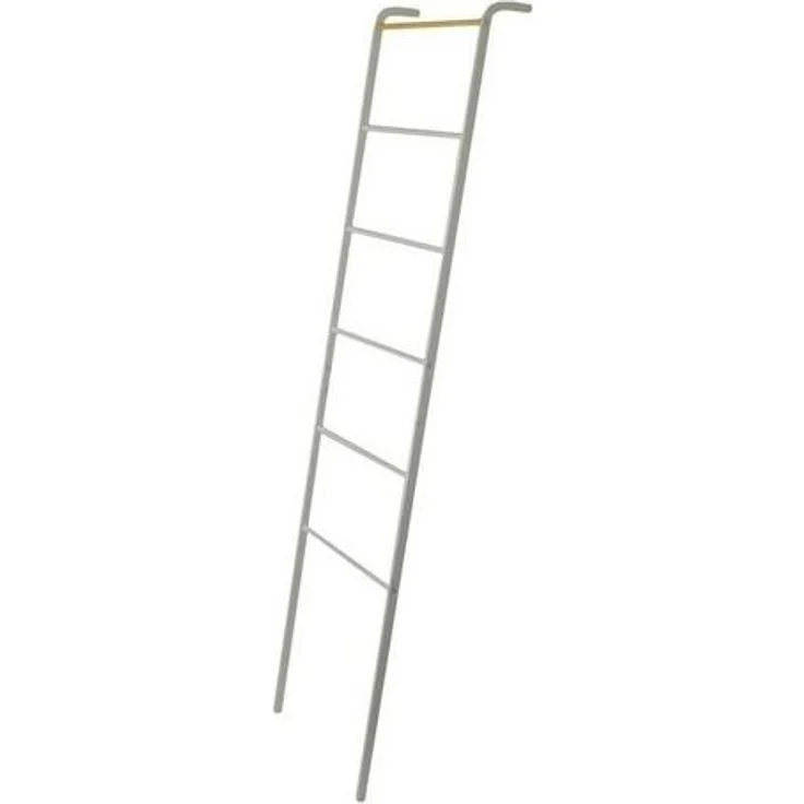 Yamazaki Garderobenständer Tower Kleiderständer 45x162cm Handtuchleiter Kleiderleiter Garderobe, Handtuchhalter, Universalständer, weiß Metall mit Holzakzenten – Bild 4