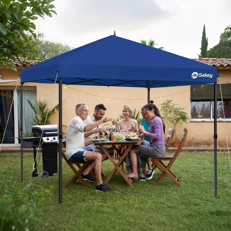 Sekey Premium Pop Up Pavillon 3x3 Wasserdicht Stabil, 3 x 3 m Pavillon mit Seitenwänden, Faltpavillon Partyzelt Faltbar für Camping Party, Höhe Verstellbar 250-270cm, (Navy, Ohne Seitenwände) – Bild 7