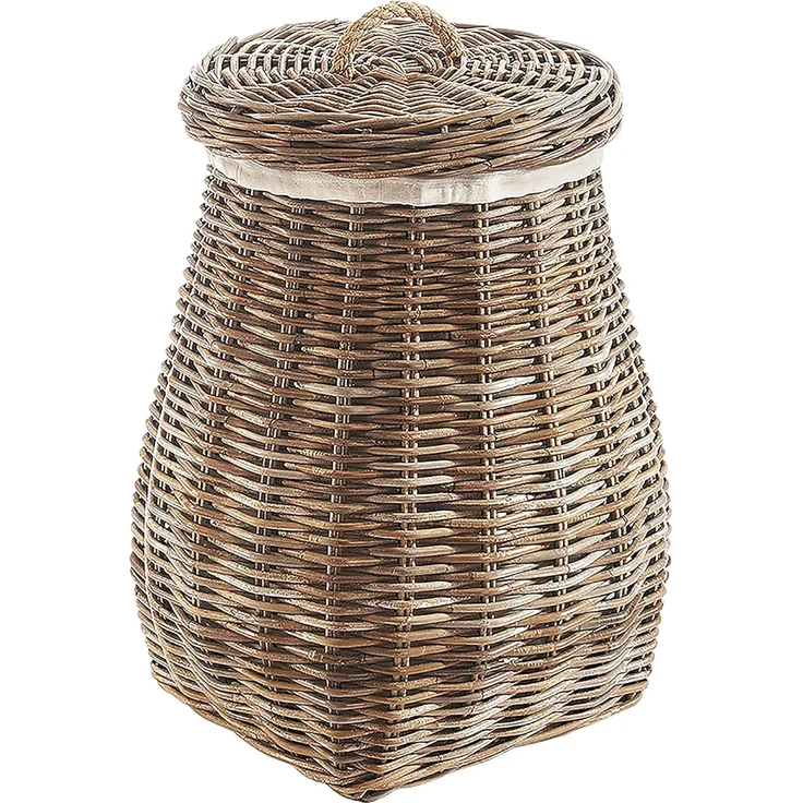 Kobolo Wäschekorb Wäschebehälter rund - Rattan kubu grey mit Deckel – Bild 1