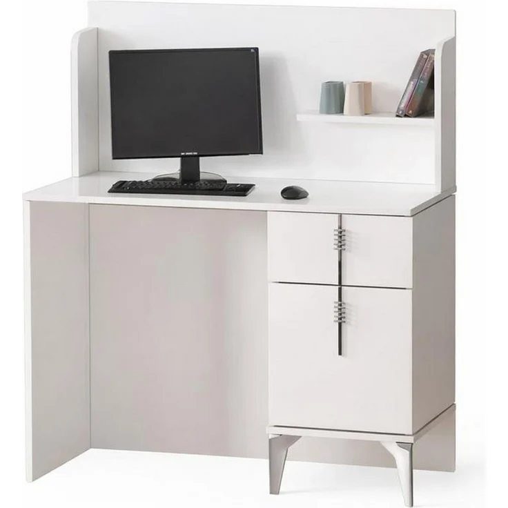 JVmoebel Moderner Schreibtisch, 110 cm, weiß, ergonomisch mit 2 Schubladen, Made in Europa