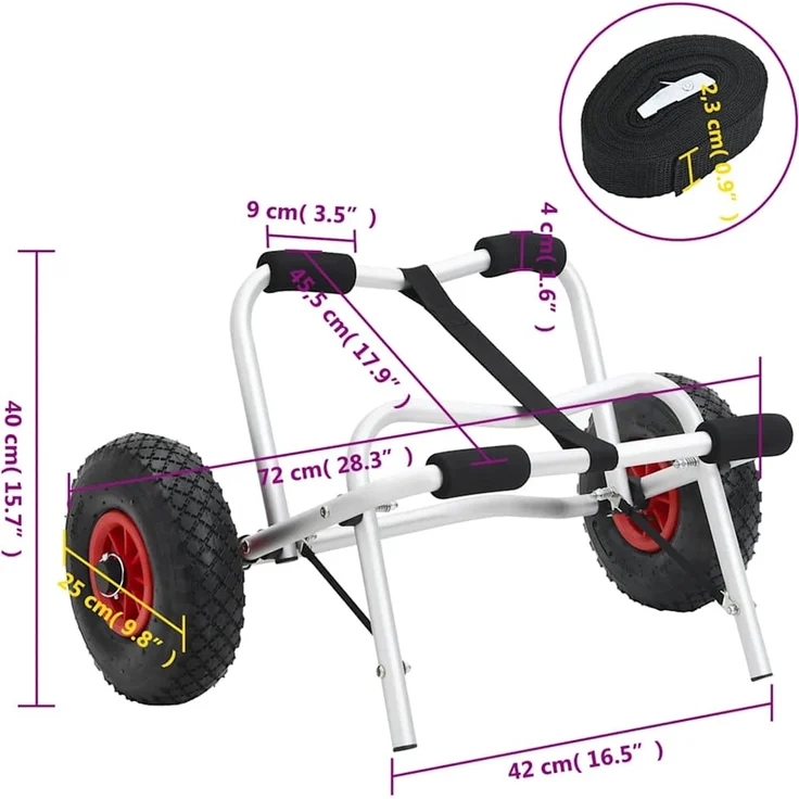 vidaXL Kajak-Trolley Klappbar 45 kg Aluminium 94873 – Bild 7