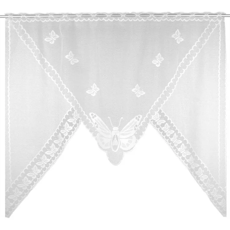 Arsvita Vorhang (1 St), Stangendurchzug, halbtransparent, Bistrogardine in Spitzenoptik, 150cm x 120cm (BxL) mit Stangendurchzug