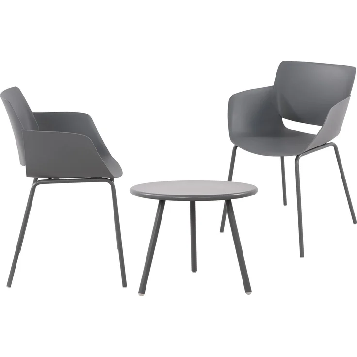 CLP Sitzgruppe Berena Set Tisch Berea Stühle Alpena wetterfest und UV-beständig,dunkelgrau 2 Stühle – Bild 1