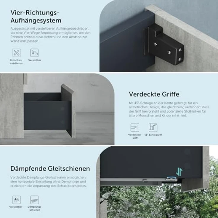 doporro Badmöbel-Set Badmöbel-set Verona Waschbecken-Unterschrank Wandmontage – Bild 7