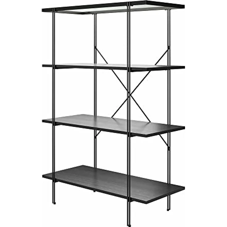 DHP Furniture Wainwright Bücherregal mit 4 Regalen, Schwarz/Eicheoptik, 79 x 35 x 117 cm, Holzwerstoff mit Metallrahmen, modernes Bücherregal für Wohnzimmer und Home Office – Bild 9