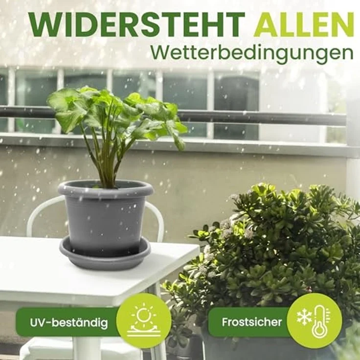 Centi Pflanzkübel Blumentöpfe groß außen, Blumentopf, Rundtopf (Spar Set, 6 St, 30 cm), mit Untersetzer, Blumenkübel Pflanzentopf, Anthrazit – Bild 6