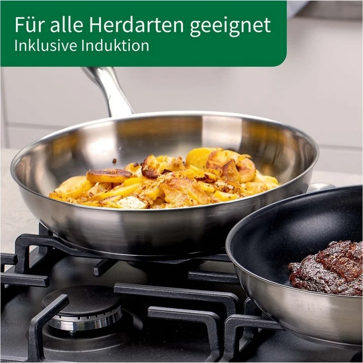 Chefkoch trifft Fackelmann Bratpfanne Bratpfanne Ø24 cm mit Wabenboden – Pfanne aus hochwertigem Edelstahl – Bild 3