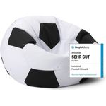 Lumaland Fußball Sitzsack, Polyester Weiß / Schwarz, Ø: 90 cm