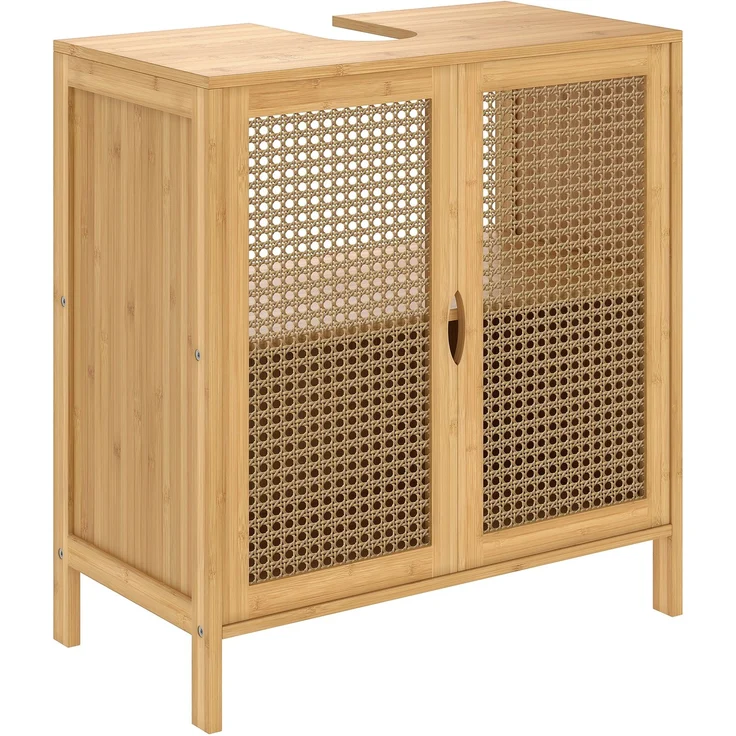 Bellamio 'Raba' Bambus Rattan Waschbeckenunterschrank, natur, mit 2 Türen