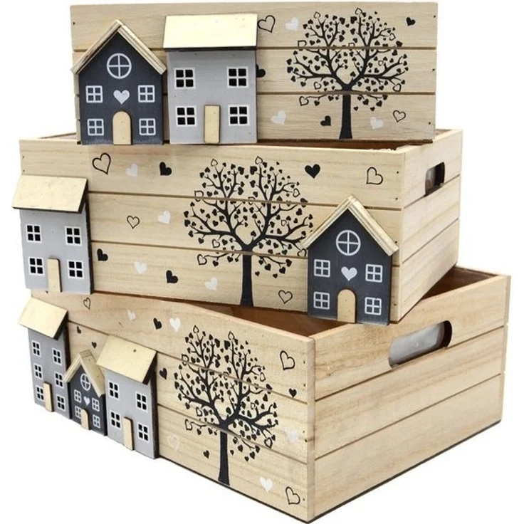 UNUS HOME Dekokiste Pflanzkisten Dekokisten (3 St, 3er Set in unterschiedlichen Größen), Dekokisten Holzkistenset Holzkisten Aufbewahrungskisten – Bild 4