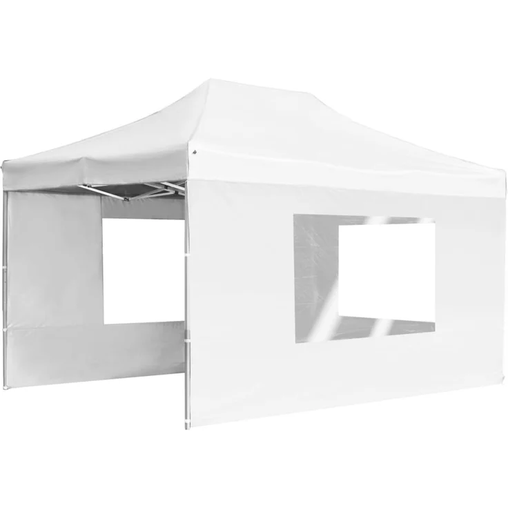 Profi-Partyzelt Faltbar, Gartenzelt mit Wänden Aluminium 4,5x3 m Weiß – Bild 3