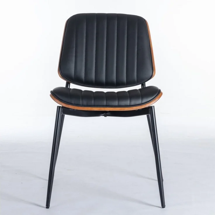 BBWL Esszimmerstuhl Set 2 Mid Century Kunstleder mit Walnuss Rückenlehne Metallbeine, Esszimmerstühle Set gepolstert ergonomisch – Bild 2