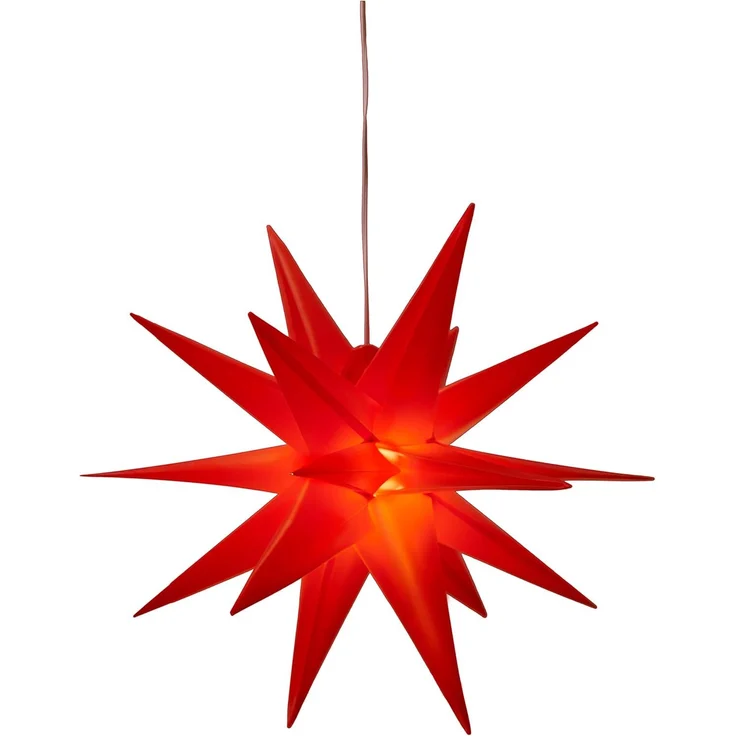 Bonetti 3D Leuchtstern inkl. warm-weißer LED Beleuchtung | für Innen und Außen geeignet | hängend | 7,5 m Zuleitung (rot, ca. 57 x 44 x 48 cm) – Bild 7