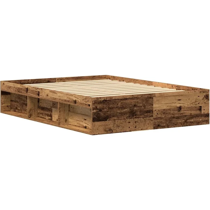 vidaXL Bettgestell ohne Matratze Altholz-Optik 135x190cm Holzwerkstoff 3329315 – Bild 7