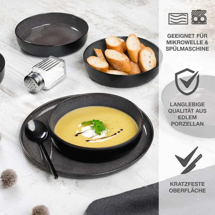 Moritz & Moritz VIDA 36tlg Geschirrset Anthrazit – Bild 5