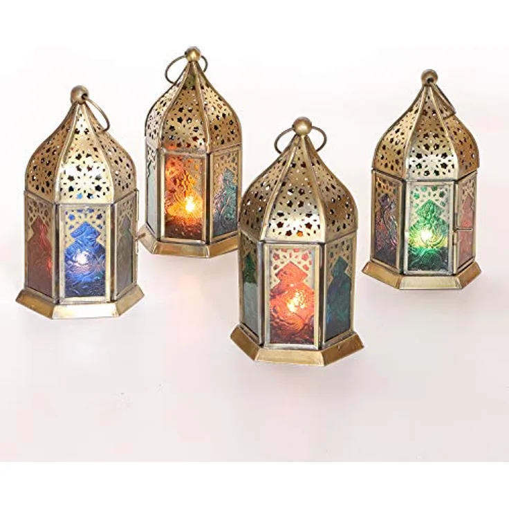 Orientalische Glas-Windlichter Nael Multifarbig 4er Set