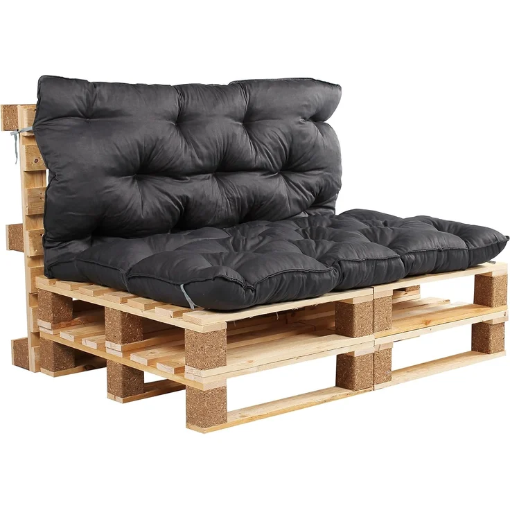 Ambientehome Palettenkissen mit Rückenlehne ca. 120 x 140 x 10 cm Europalette Auflage, Grau, 20064 – Bild 1