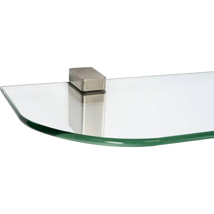 ib style Wandregal Glasregal 6mm klar 90 x 15 cm + Clip CONO Edelstahloptik, Glasboden aus ESG-Sicherheitsglas - Wandregal – Bild 1