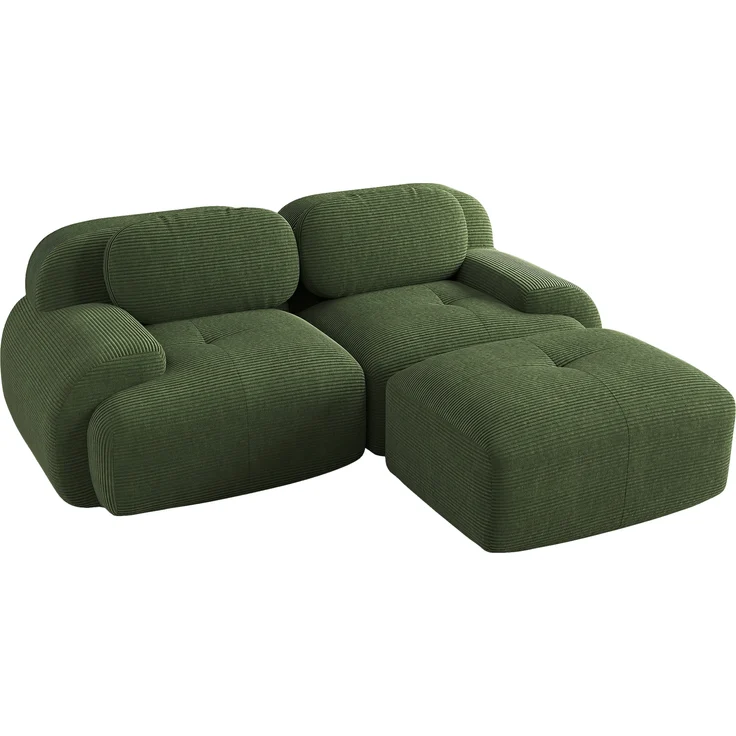 Ecksofa aus weichem Cordstoff,modular kombinierbar mit gebogenen Armlehnen ohne Montage hochelastische Schaumstoffpolsterung für Wohnzimmer Ruhezonen und Schlafzimmer,Cordstoff,Green, – Bild 6