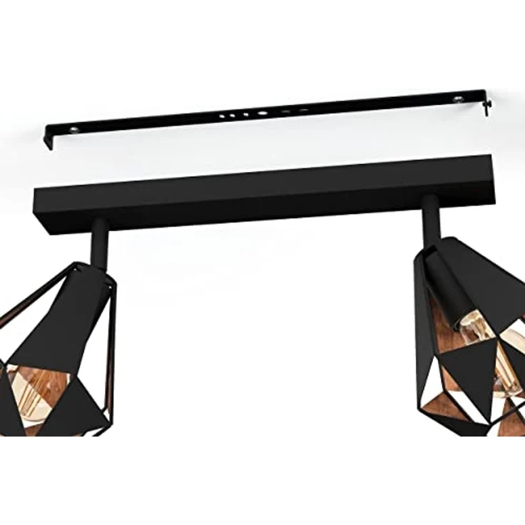 EGLO Deckenleuchte Carlton 7 Deckenlampe, stahl, Vintage, Industrial Retro, E27, Lampe, ohne Leuchtmittel, CARLTON 7 - Schwarz, Kupfer - L42 x B16 x H25,5 cm - IP20 – Bild 6