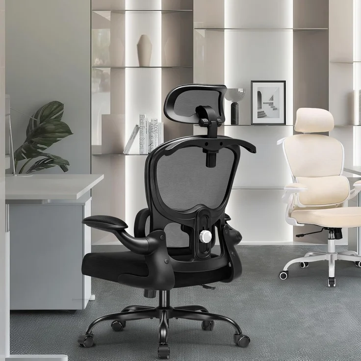 COMHOMA Bürostuhl Ergonomischer Schreibtischstuhl mit 3D Kopf- und Lendenwirbelstütze (Packung), verstellbare Kopfstütze und Armlehnen, Höhenverstellbar – Bild 2