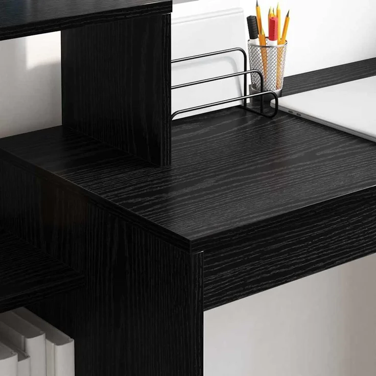 vidaXL Schreibtisch mit Regal Schwarz Eichen-Optik 100 x 40 x 90 cm 869315 – Bild 3