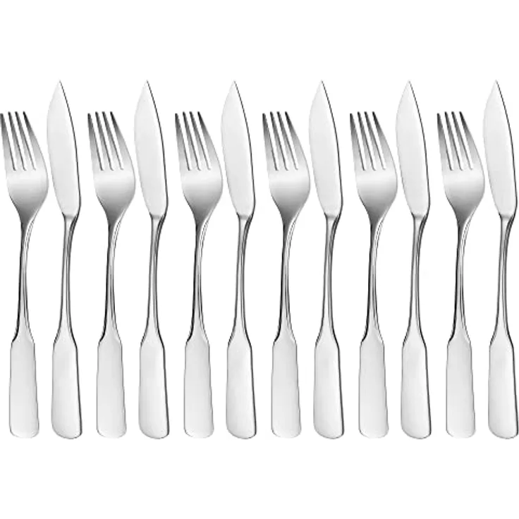 Fischbesteck 12-teilig für 6 Personen , Serie SPATEN Edelstahl 18/10