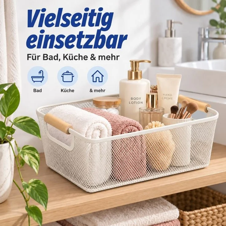 Relaxdays Drahtkorb mit Holzgriffen – Bild 3