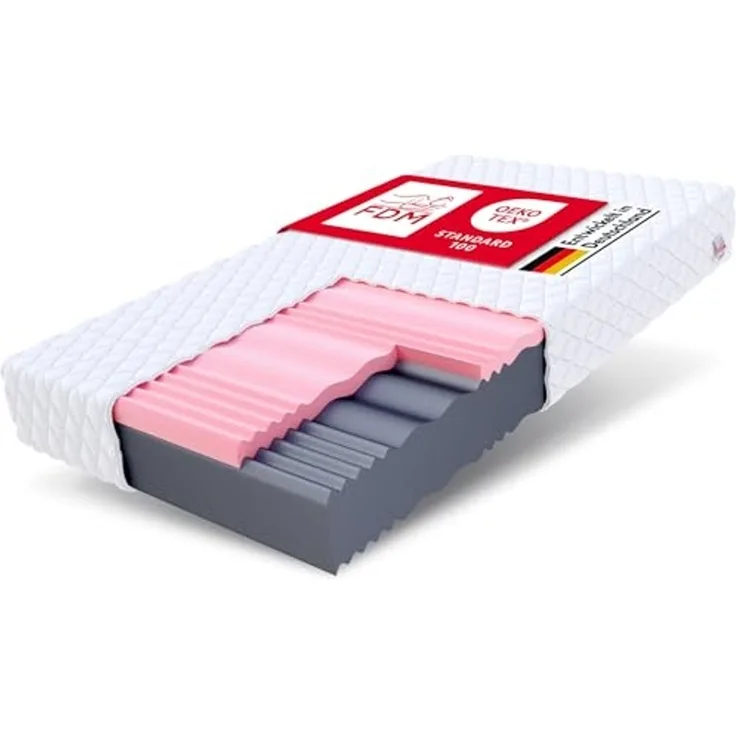 FDM Select MAX Plus Matratze 100x200 cm Kaltschaum Höhe 29 cm Härtegrad H3 und H4 Visco-Schaum Öko-Tex Allergikergeeignet Jersey Bezug Waschbar