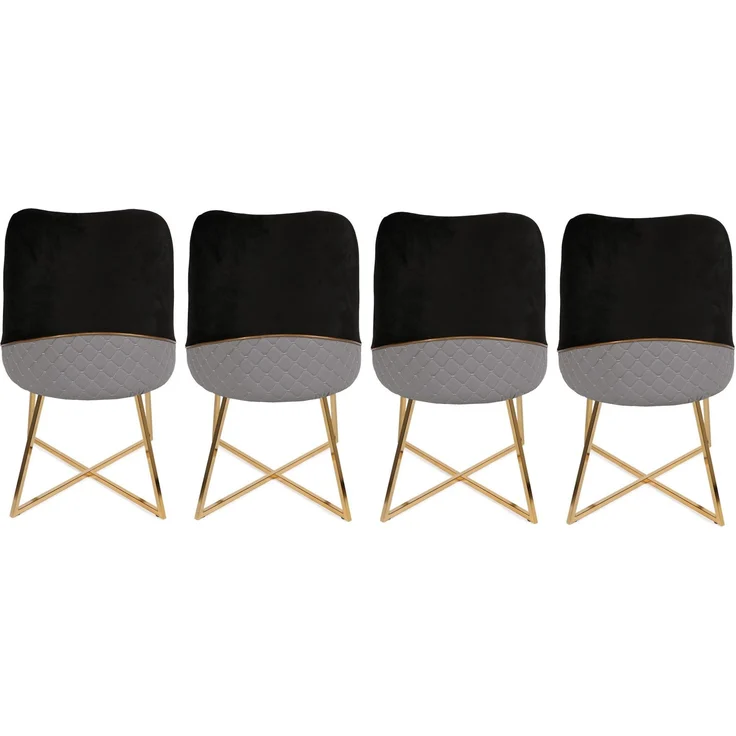 Skye Decor 'Madrid 911 V4' Stuhlset (4-teilig), Gold / Schwarz, 50 x 90 x 49 cm – Bild 3