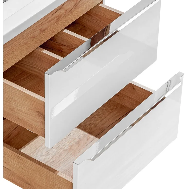 Waschtischunterschrank 141cm mit 4 Auszügen TOSKANA-56 in Hochglanz weiß B/H/T ca. 141/59,5/46 cm – Bild 2
