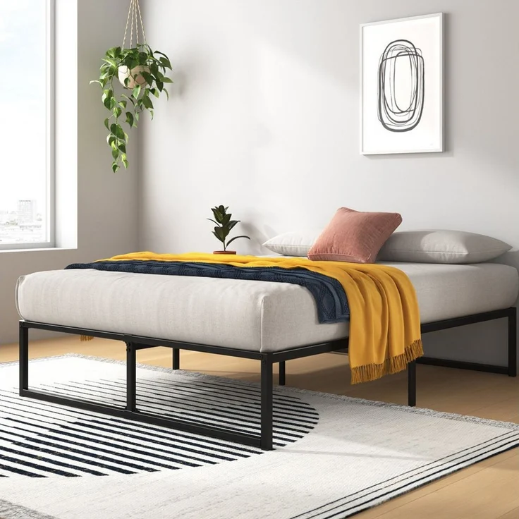 ZINUS Bettgestell Lorelei, moderner Bettrahmen mit integriertem Lattenrost, Gästebett (Packung, 1-tlg, Metallbett, Schwarz, 140x200 cm), Kinderleichter Aufbau, ohne Matratze – Bild 1