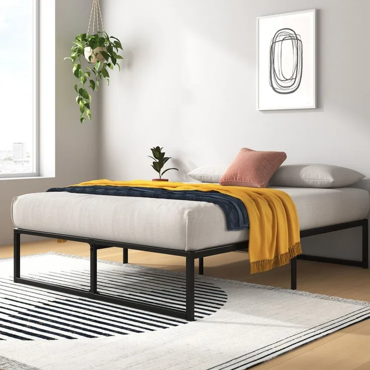 ZINUS Bettgestell Lorelei, moderner Bettrahmen mit integriertem Lattenrost, Gästebett (Packung, 1-tlg, Metallbett, Schwarz, 140x200 cm), Kinderleichter Aufbau, ohne Matratze